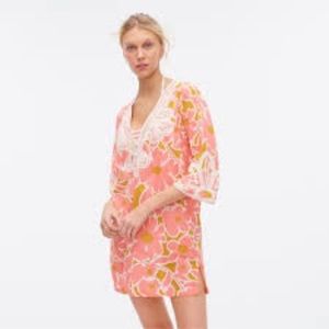 J. CREW Corded Trim Short Tunic In Floral Pansy Print.
